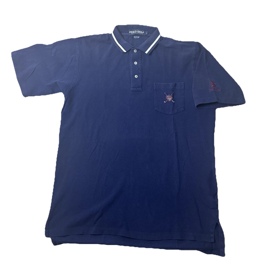 Polo Golf Ralph‎ Lauren Shirt Mens L Navy TPC River Highlands Embroidered Polo